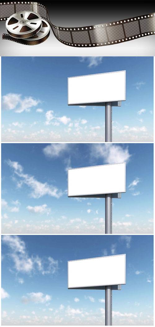 Video footage blank billboard against blue sky