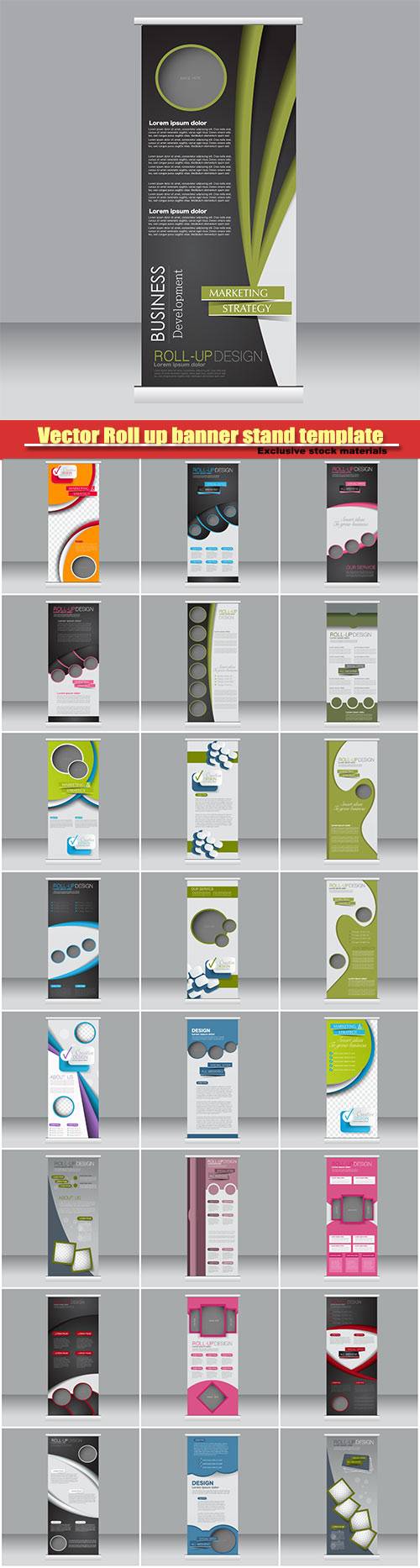 Vector Roll up banner stand template, abstract background for design, business, education, advertisement #3