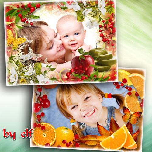 Рамки для фотошоп с ягодами и фруктами