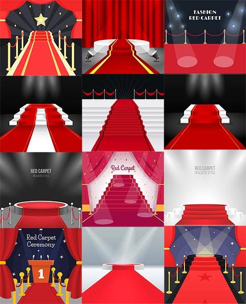  Красный ковёр на сцену - Вектор / Red carpet on stage - Vector