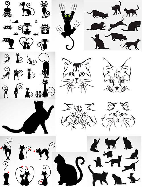 Чёрный кот - Вектор / Black cat - Vector