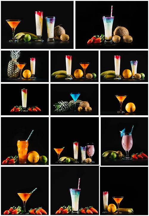 Экзотические фрукты и коктейли - Клипарт / Exotic fruits and cocktails - Cl ...