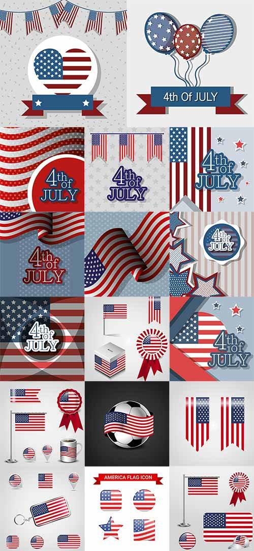 4 июля. Символика США - Векторный клипарт / 4th of July. USA Symbolics - Ve ...