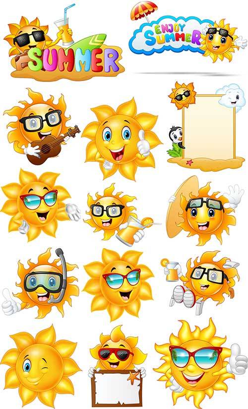Весёлое солнышко - Векторный клипарт / Cheerful sun - Vector Graphics