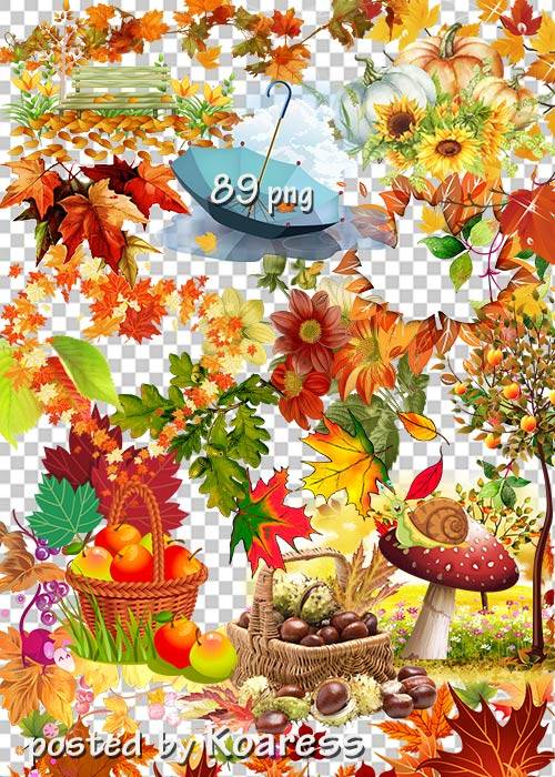Подборка клипарта png без фона - Осенние композиции, листья, элементы пейзажа