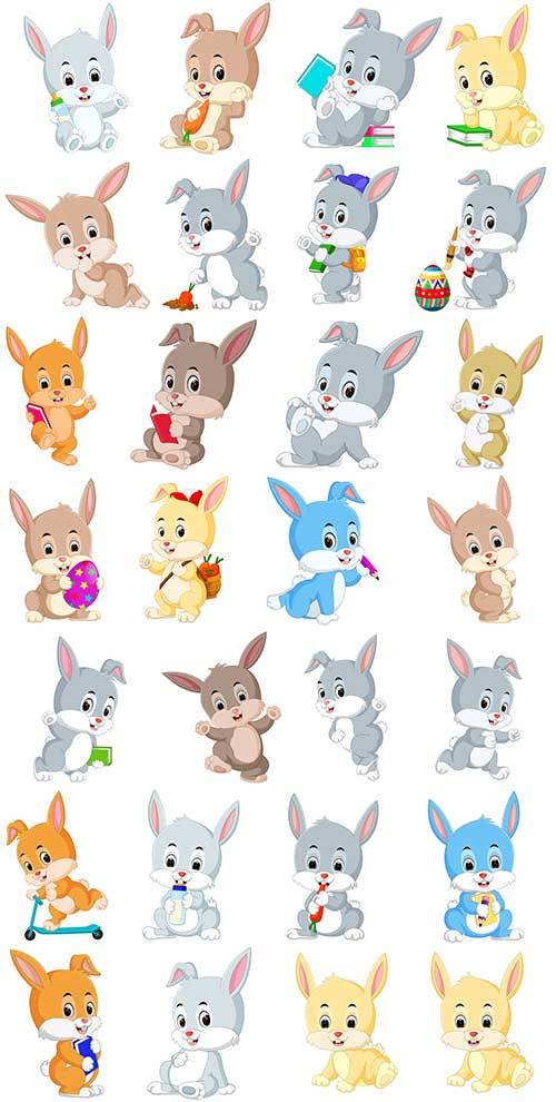 Симпатичные кролики в векторе / Cute rabbits in vector