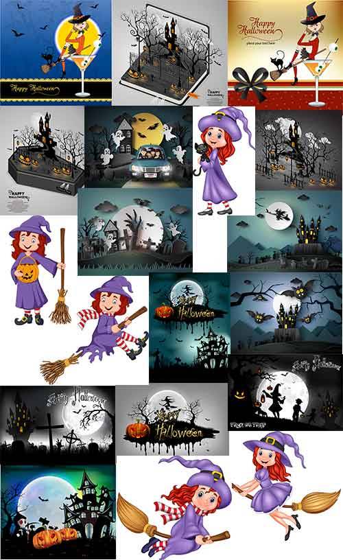 Хэллоуин - Фоны в векторе / Halloween - Backgrounds in vector