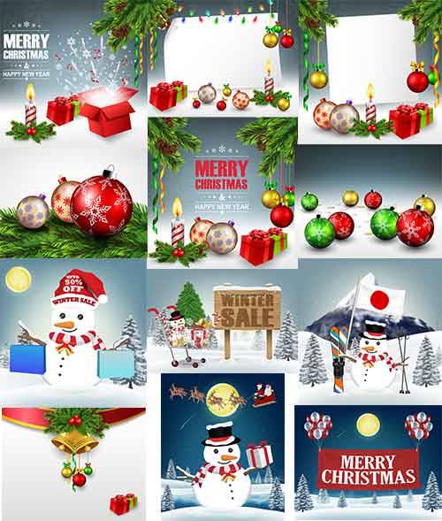 Новогодние фоны - 3 - Векторный клипарт / Christmas backgrounds -3 - Vector ...