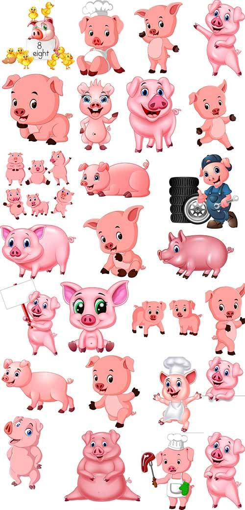  Символ 2019 года - Свинья в векторе / Symbol of 2019 - Pig in vector