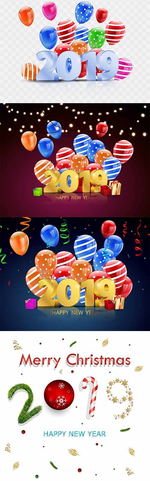 Новый Год - 2019 - Векторный клипарт / New Year - 2019 - Vector Graphics
