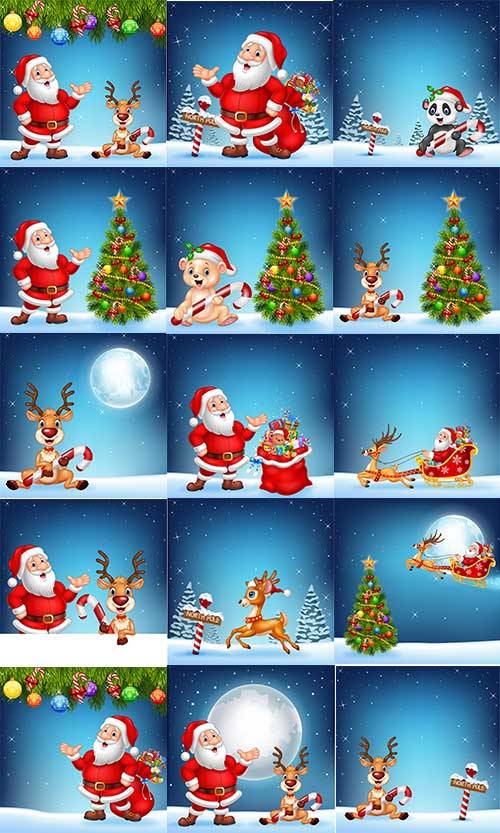 Новогодние фоны - 8 - Векторный клипарт / Christmas backgrounds -8 - Vector ...