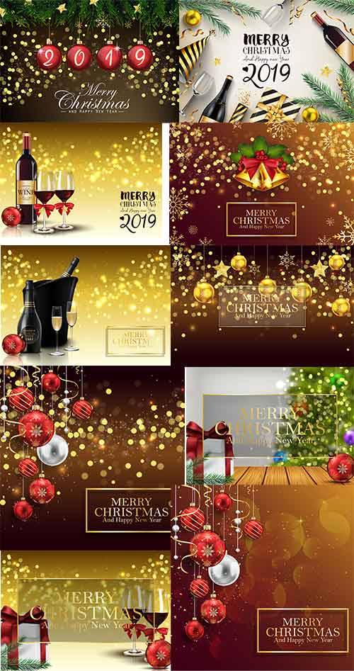   Новогодние фоны - 12 - Векторный клипарт / Christmas backgrounds -12 - Vector Graphics 