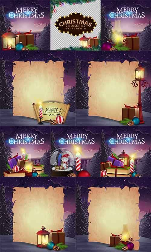 Новогодние открытки - 8 - Векторный клипарт / Christmas cards - 8 - Vector  ...