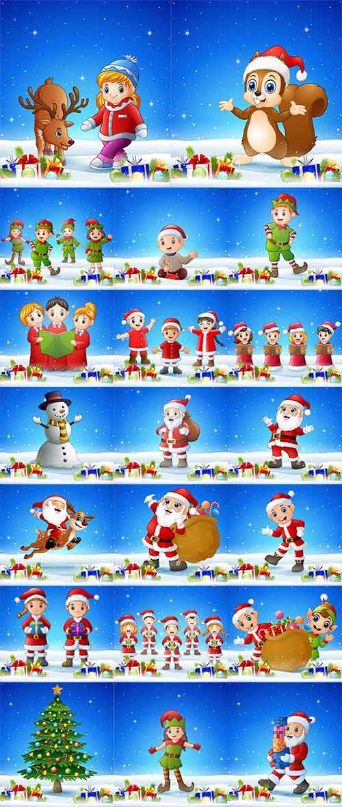    Новогодние персонажи - 4 - Векторный клипарт / Christmas characters - 4 - Vector Graphics 