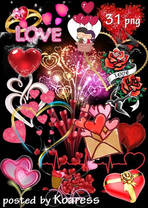 Подборка png клипарта к Дню Святого Валентина - Влюбленные сердца