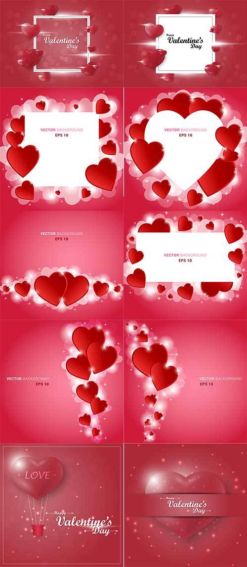   Романтические фоны с сердцами - 6 - Векторный клипарт / Romantic heart backgrounds - 6 - Vector Graphics 