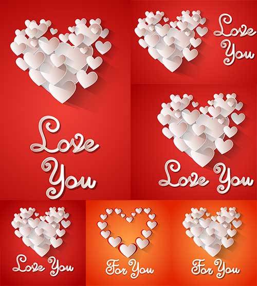  Романтические фоны с сердцами - 7 - Векторный клипарт / Romantic heart backgrounds - 7 - Vector Graphics 