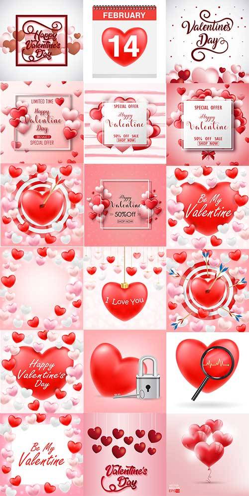   Романтические фоны с сердцами - 8 - Векторный клипарт / Romantic heart backgrounds - 8 - Vector Graphics 