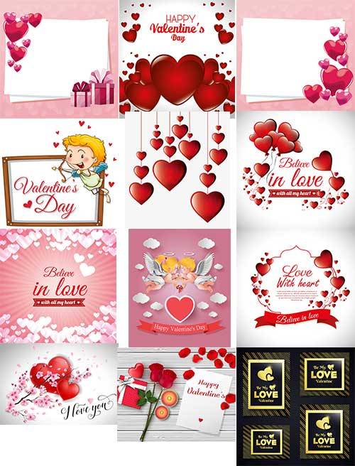 Романтические фоны с сердцами - 10 - Векторный клипарт / Romantic heart backgrounds - 10 - Vector Graphics 