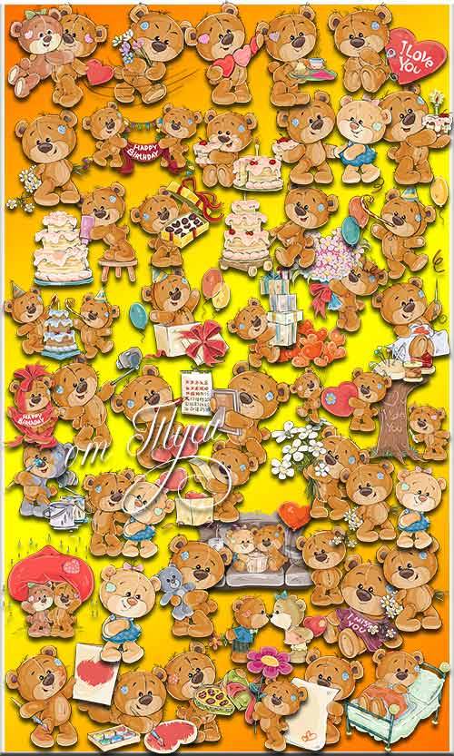 Мишки Тедди на празднике - Клипарт 