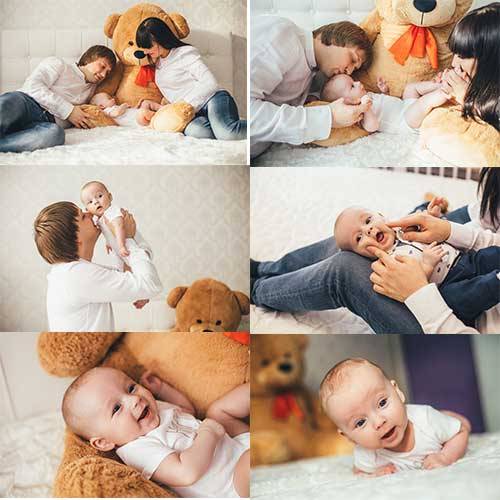 Младенец с родителями - Растровый клипарт / Baby with parents - Raster Grap ...