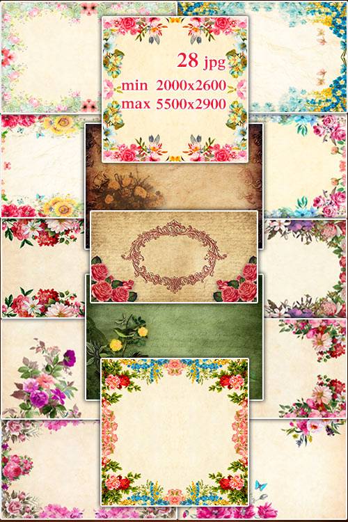 Vintage jpg backgrounds with flowers - Подборка винтажных jpg фонов с цветами