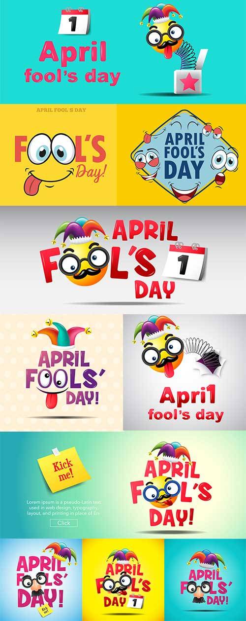  1 апреля - День смеха - Векторный клипарт / April 1 - April Fool's Day - Vector Graphics