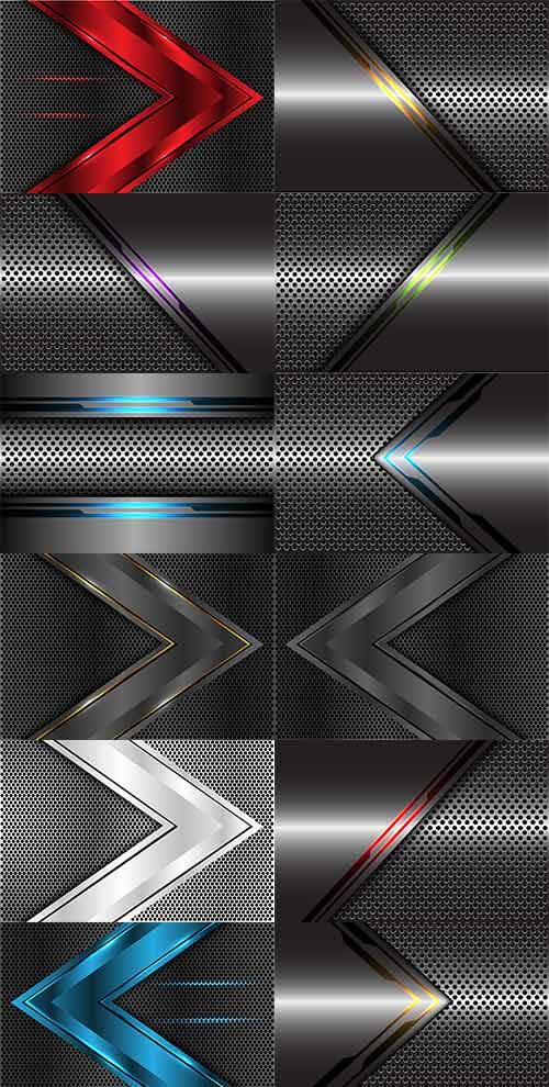 Тёмные фоны со стрелками - Векторный клипарт / Dark backgrounds with arrows - Vector Graphics