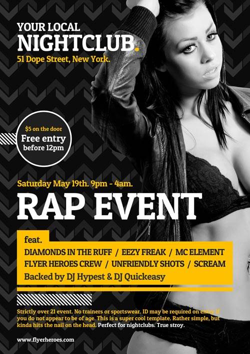 Typographic Night Club psd flyer template