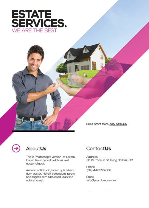 Real Estate psd flyer template
