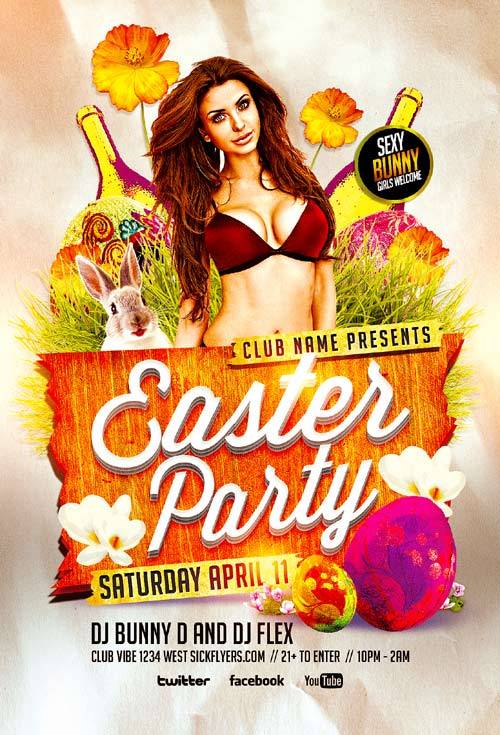 Easter Party psd flyer template