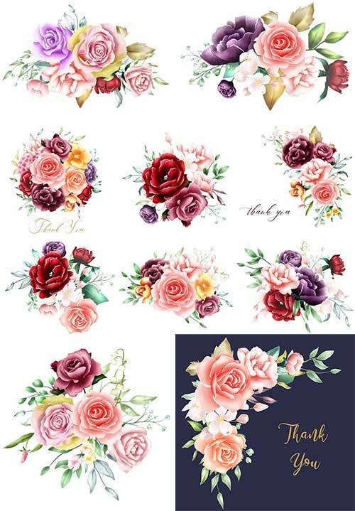 Красивые цветы - Векторный клипарт / Beautiful flowers - Vector Graphics