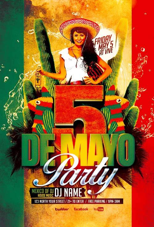 Mexican Party psd flyer template