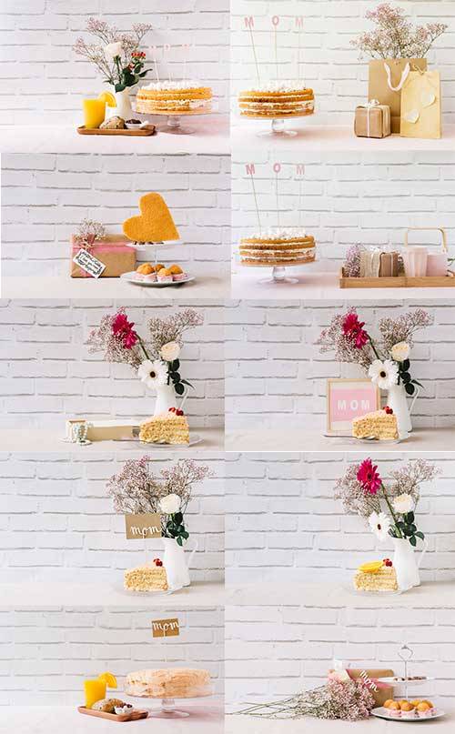 Цветы и десерт - Растровый клипарт / Flowers and dessert - Raster clipart