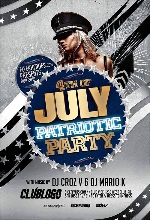 4th of July Patriotic party psd flyer template