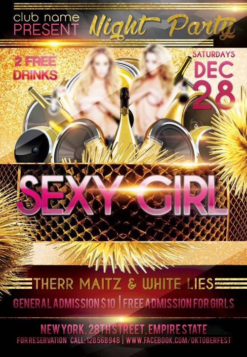 Sexy Girl Night Party psd flyer template