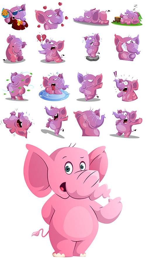  Слоники - Векторный клипарт / Elephants - Vector Graphics