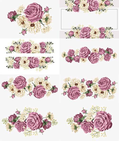   Розовые розы - Векторный клипарт / Pink roses - Vector Graphics