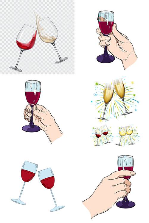 Бокалы с вином - Векторный клипарт / Wine glasses - Vector Graphics