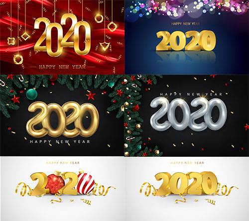  С Новым Годом 2020 - Векторный клипарт / Happy New Year 2020 - Vector Graphics