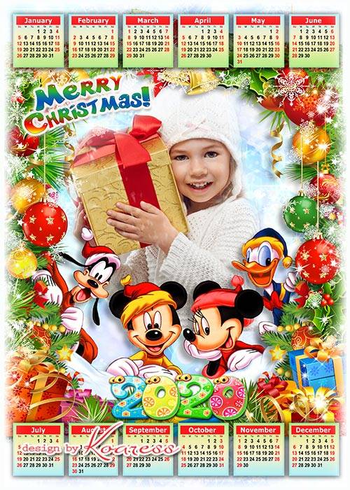 Праздничный детский календарь на 2020 год с героями Диснея - Веселых зимних праздников