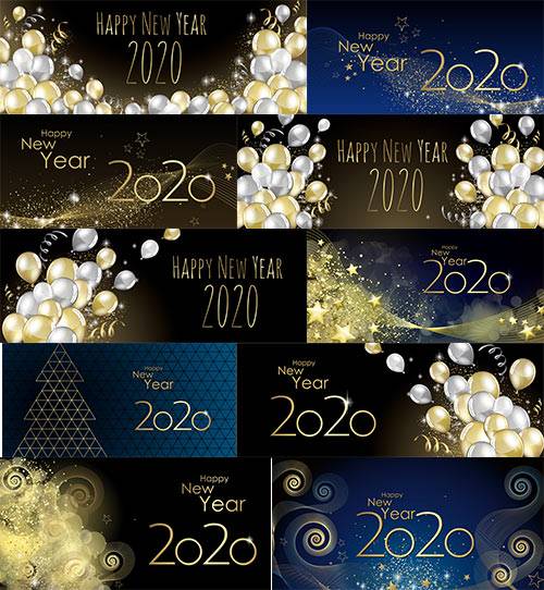 Фоны к Новому Году 2020 - Векторный клипарт / Backgrounds for New Year 2020 - Vector Graphics