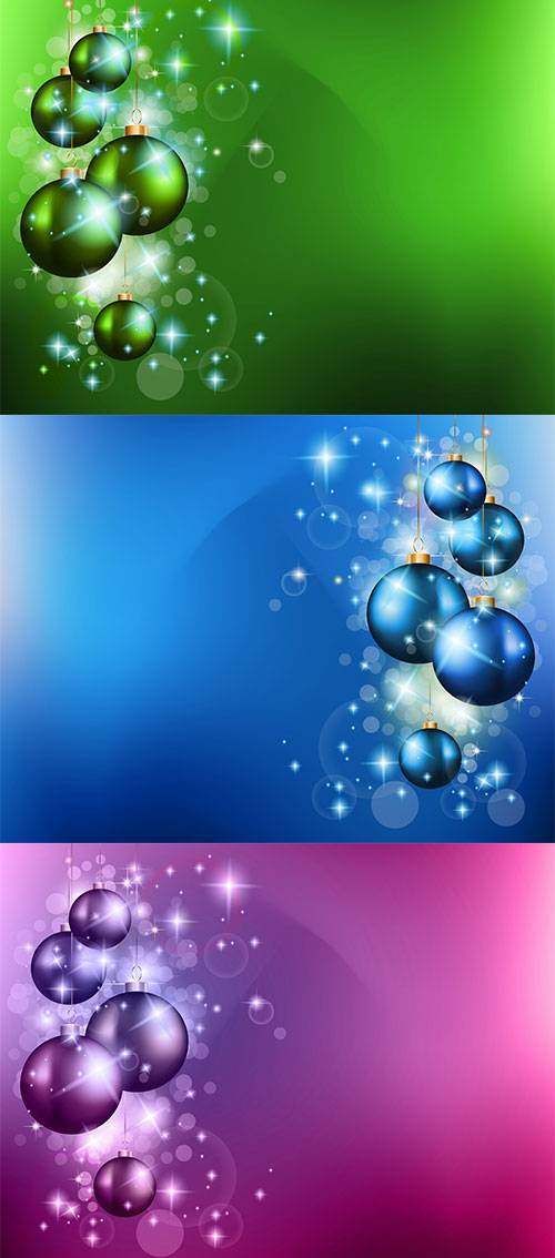 Фоны с новогодними шарами - Векторный клипарт / Backgrounds with Christmas  ...