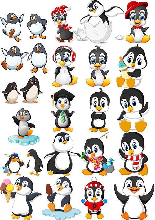 Пингвины - Векторный клипарт / Penguins - Vector Graphics