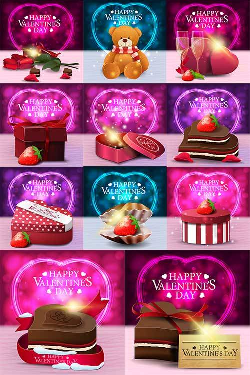  Поздравление с днём Святого Валентина - Векторный клипарт / Happy Valentine`s Day - Vector Graphics
