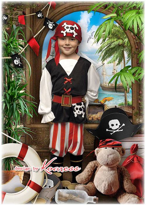 Многослойный коллаж для детских фото - Пиратская жизнь