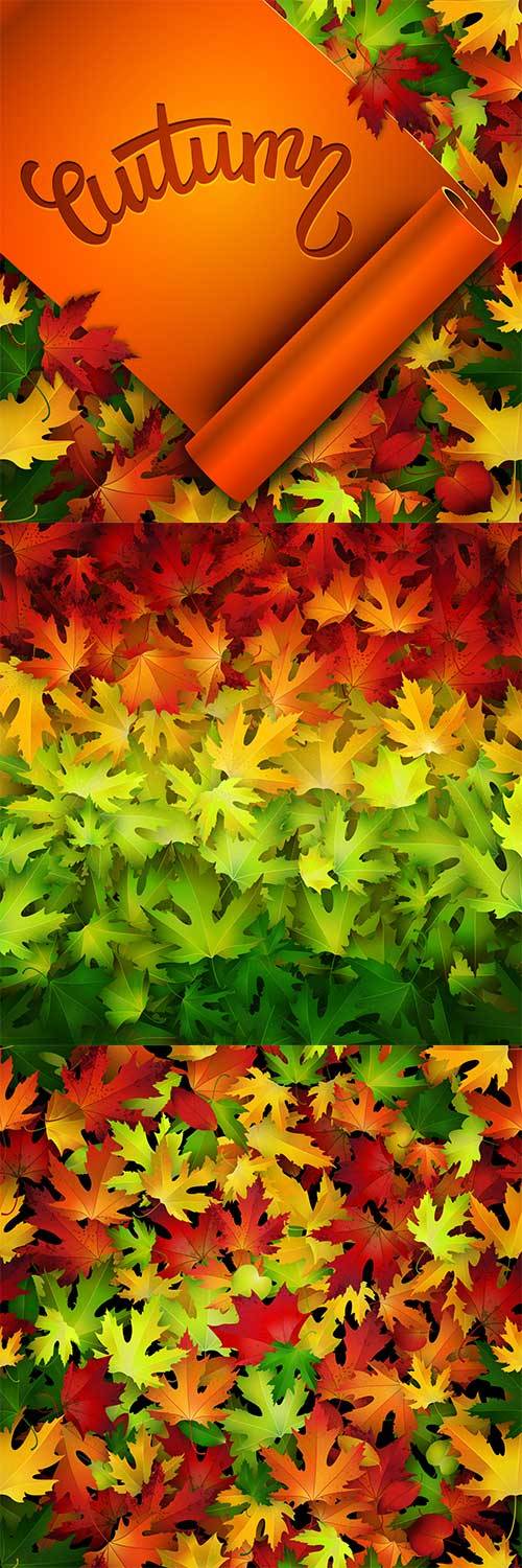Осенние фоны с листьями - Векторный клипарт