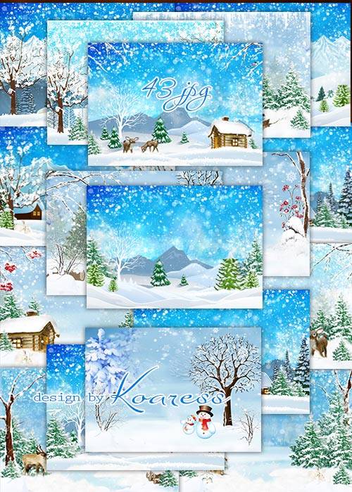 Сборник зимних фонов - Set of winter ipg backgrounds