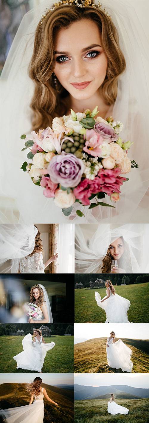 Невеста в свадебном наряде - Фотоклипарт