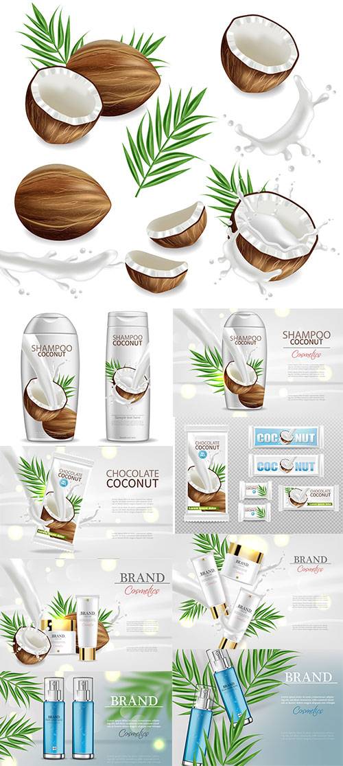 Парфюмерия на кокосовом молоке - Векторный клипарт